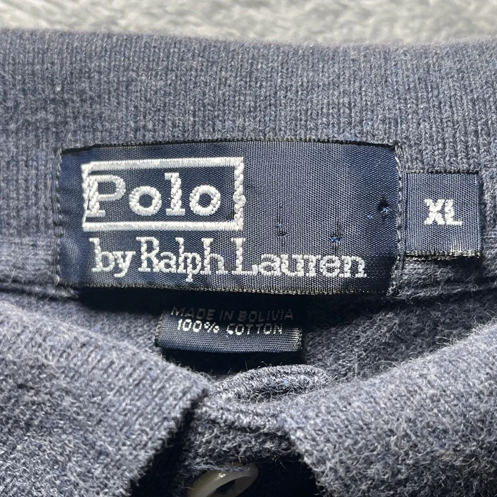 VTG Polo By Ralph Lauren Men's SZ XL Navy/Grey Short Sleeve Shirt Red Pony